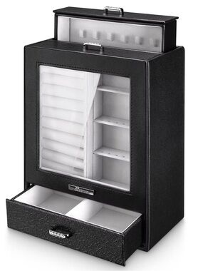 Black Jewelry Organizer Box with Glass Top